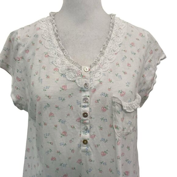 Eileen West Feminine Floral Nightgown Pajama Dress Cottage Granny size Small - Picture 2 of 6